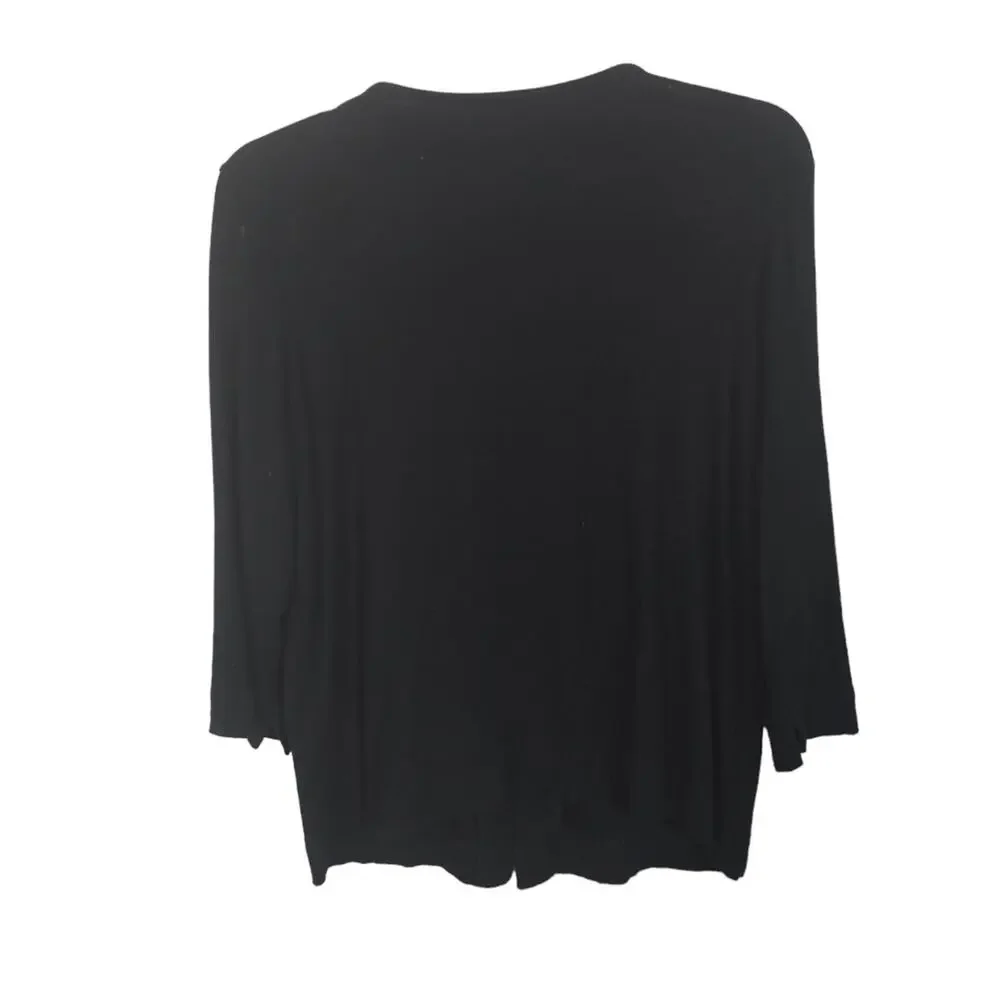 Dark Fairy Mob Wife Knit Top Black V-Neck 2 Button Sweater Medium Vamp Goth Chic